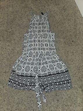 Vintage Boho Black and White Mini Romper